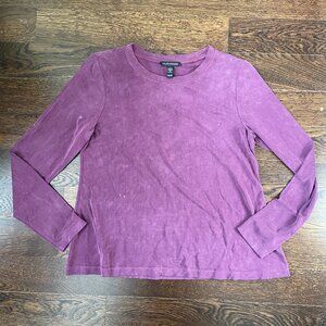 Eileen Fisher Pink Long Sleeve Sueded Cupro Crew Neck Jersey Top-XXS